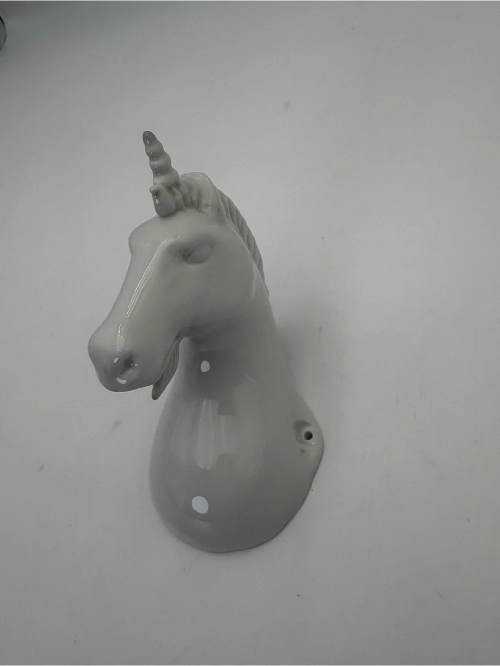 White Glazed Ceramic Unicorn Hook